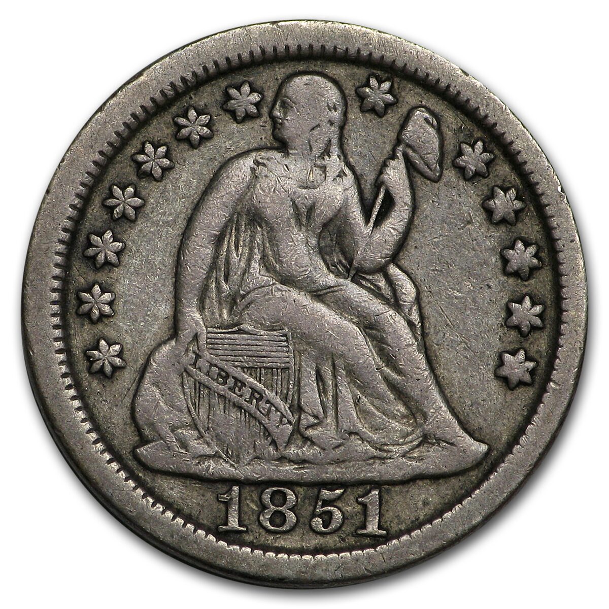 1851 Liberty Seated Dime VF