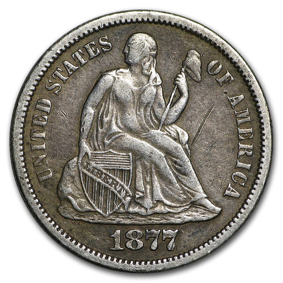 1877-S Liberty Seated Dime VF