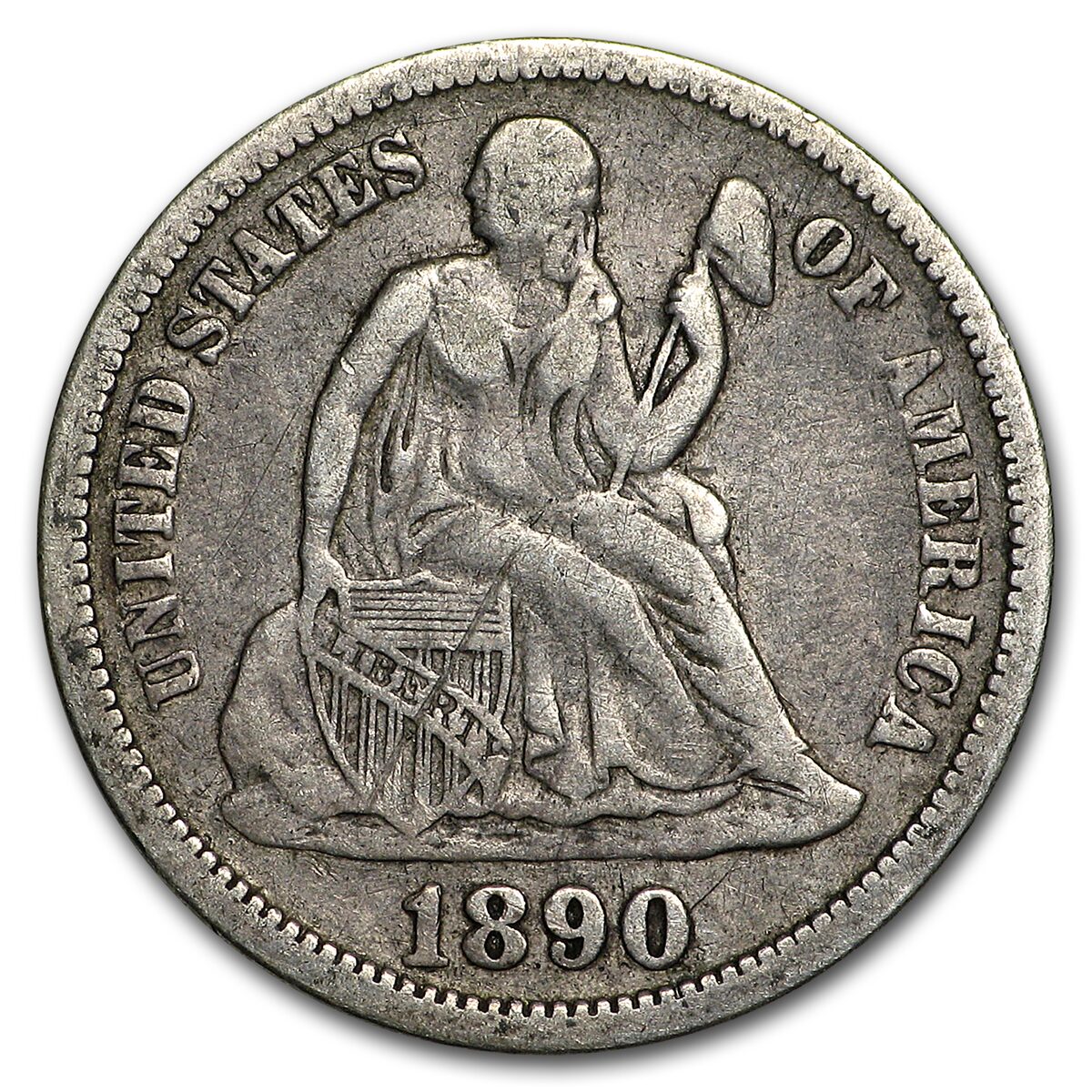 1890 Liberty Seated Dime VF (Details)