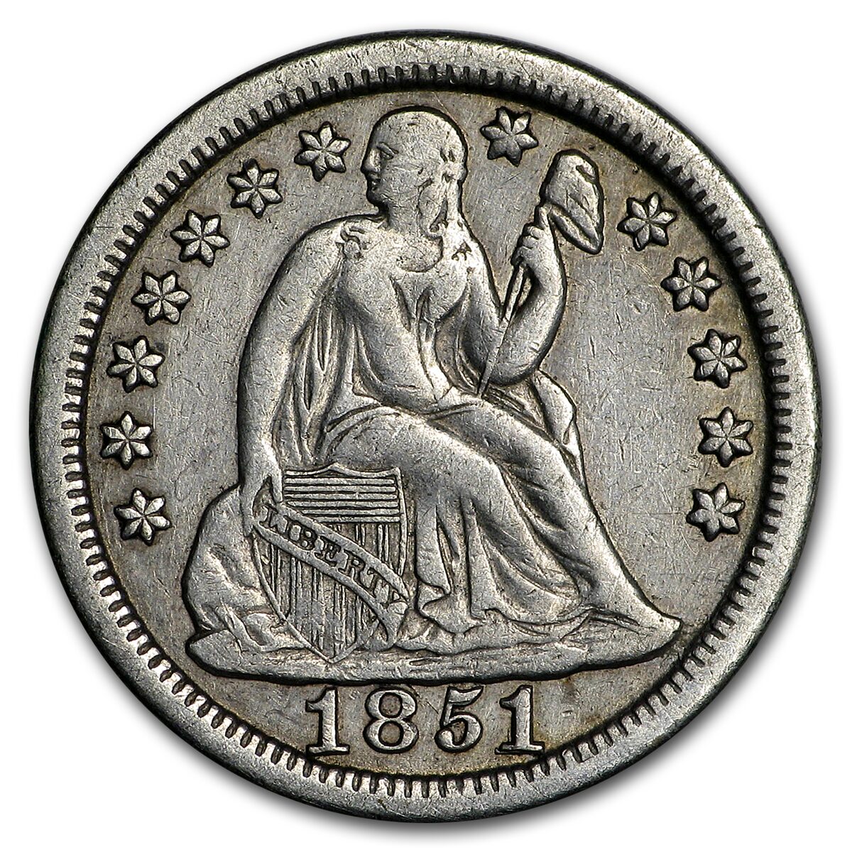 1851 Liberty Seated Dime XF
