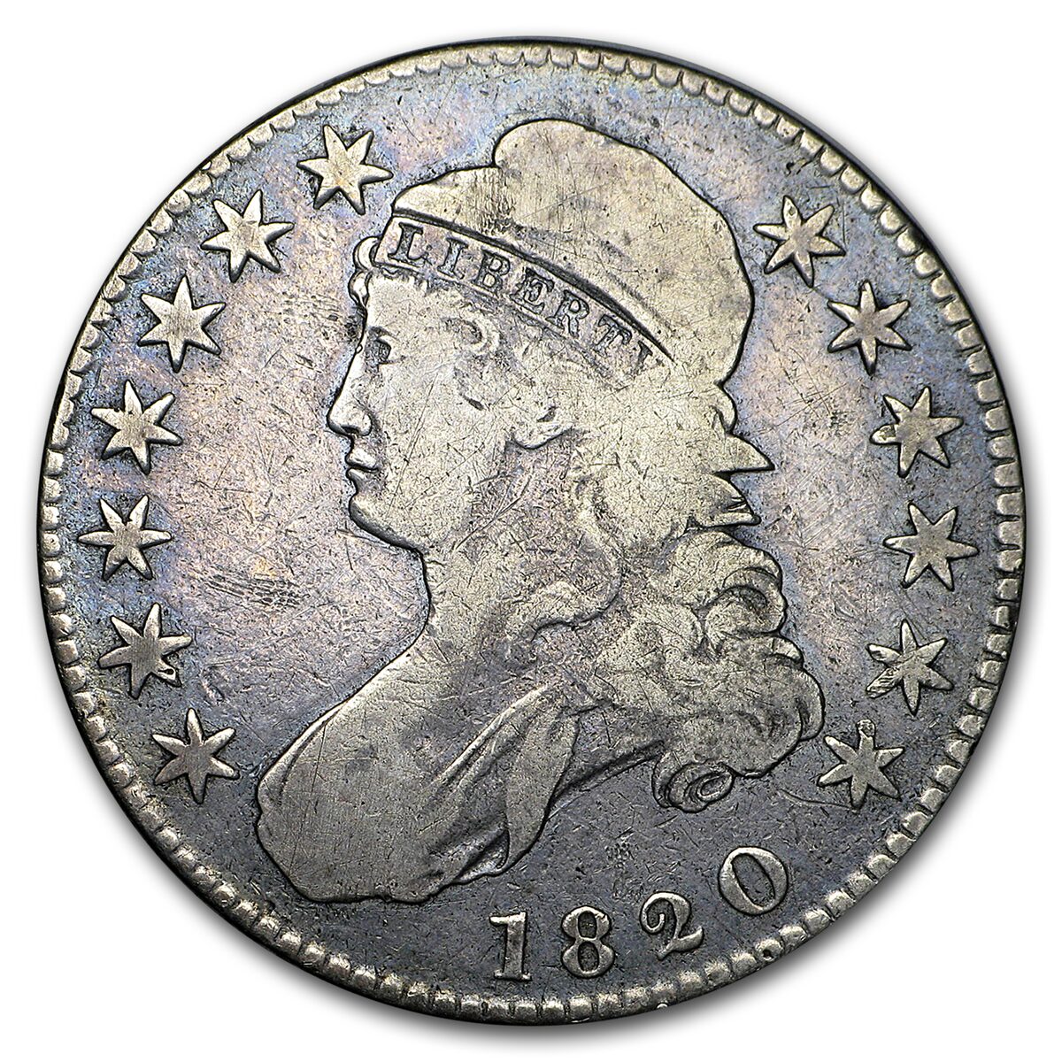1820 Bust Half Dollar Fine (Curl Base 2, Sm Date)