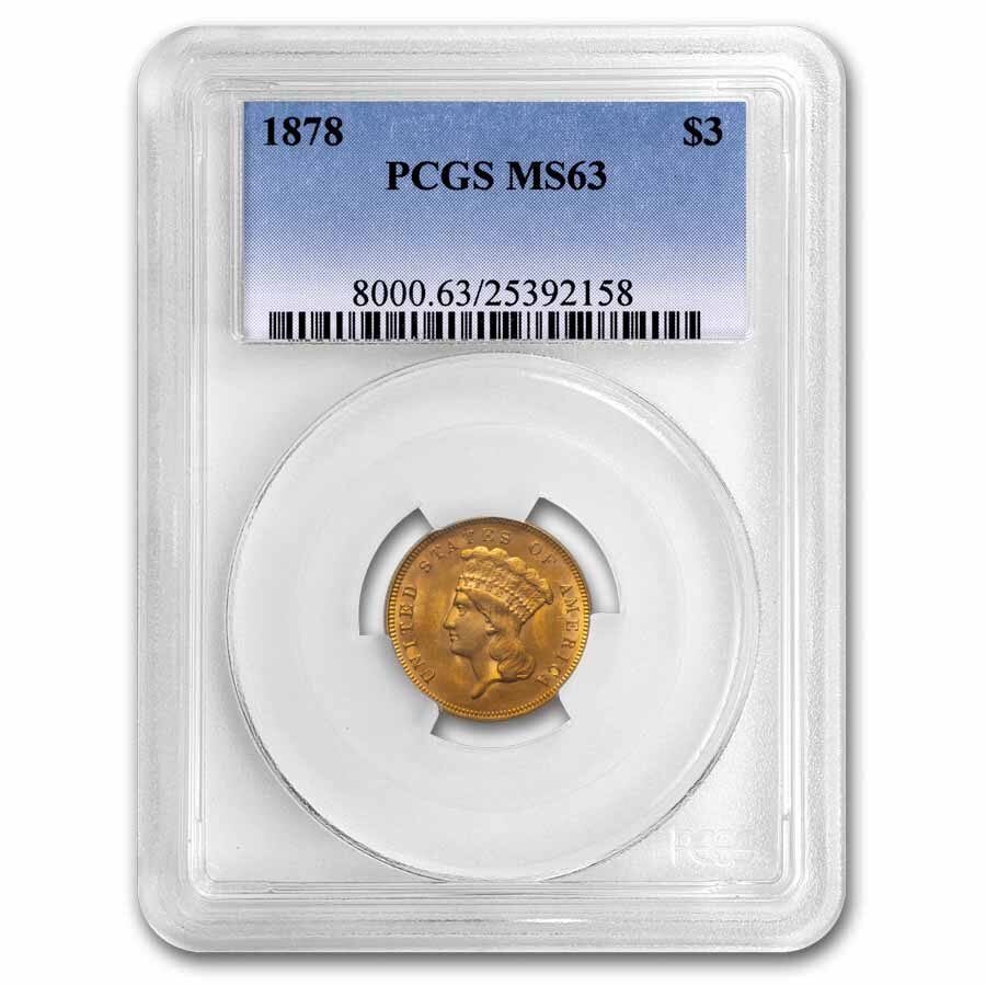 1878 $3 Gold Princess MS-63 PCGS