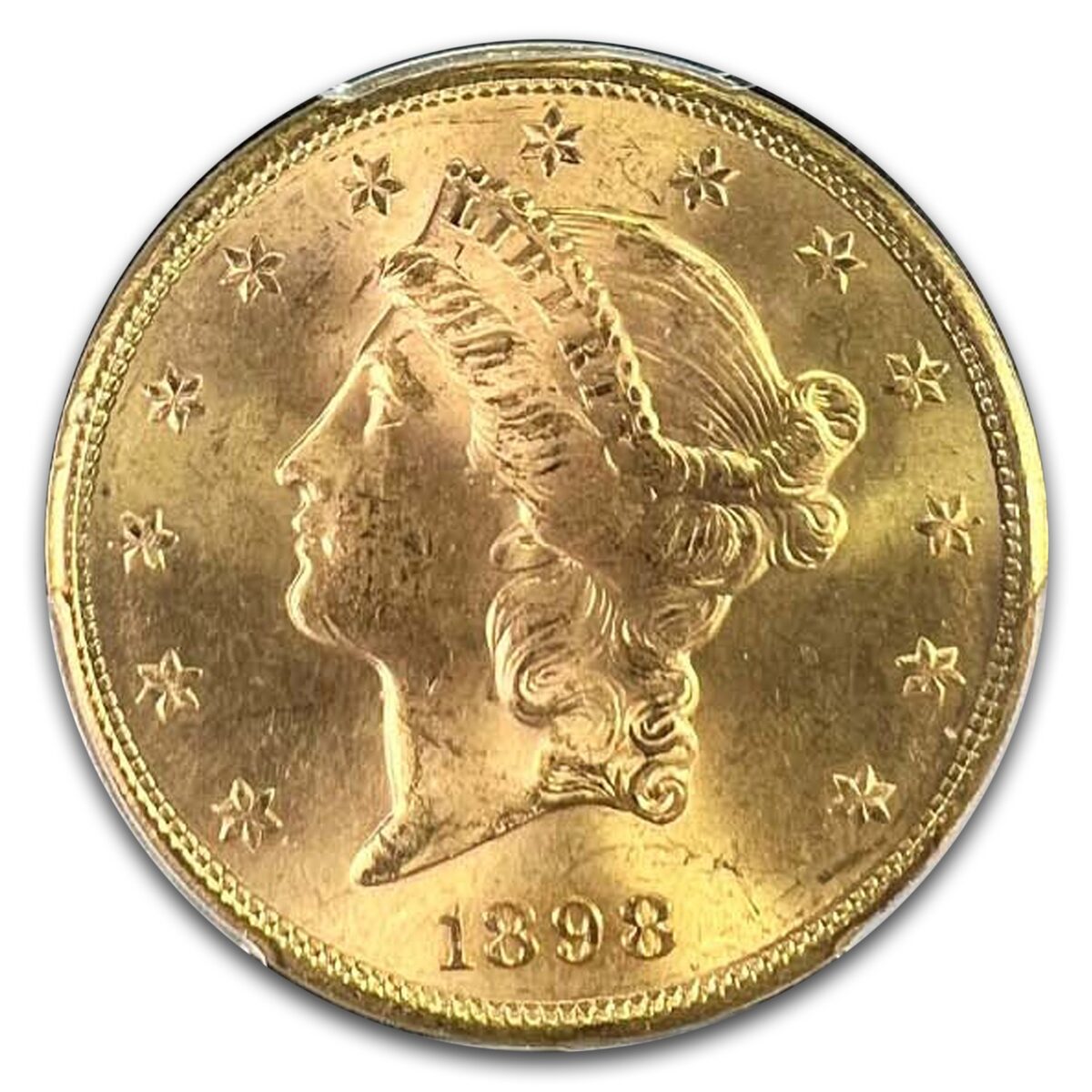 1898-S $20 Liberty Gold Double Eagle MS-64+ PCGS CAC