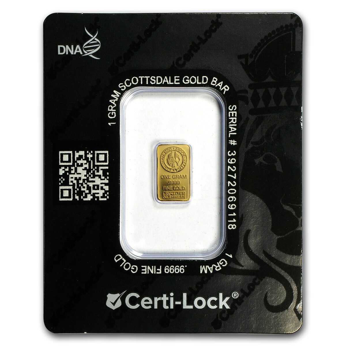 1 gram Gold Bar - Scottsdale Mint (In Certi-Lock® Assay, Black)