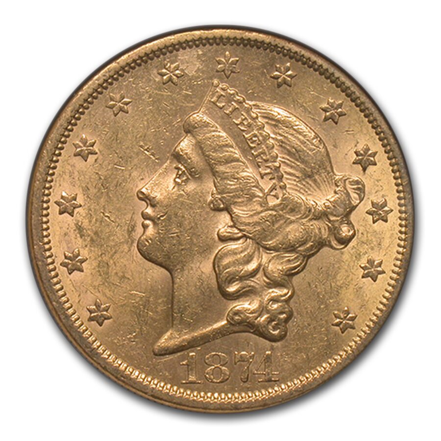 1874-S $20 Liberty Gold Double Eagle AU-58 NGC CAC