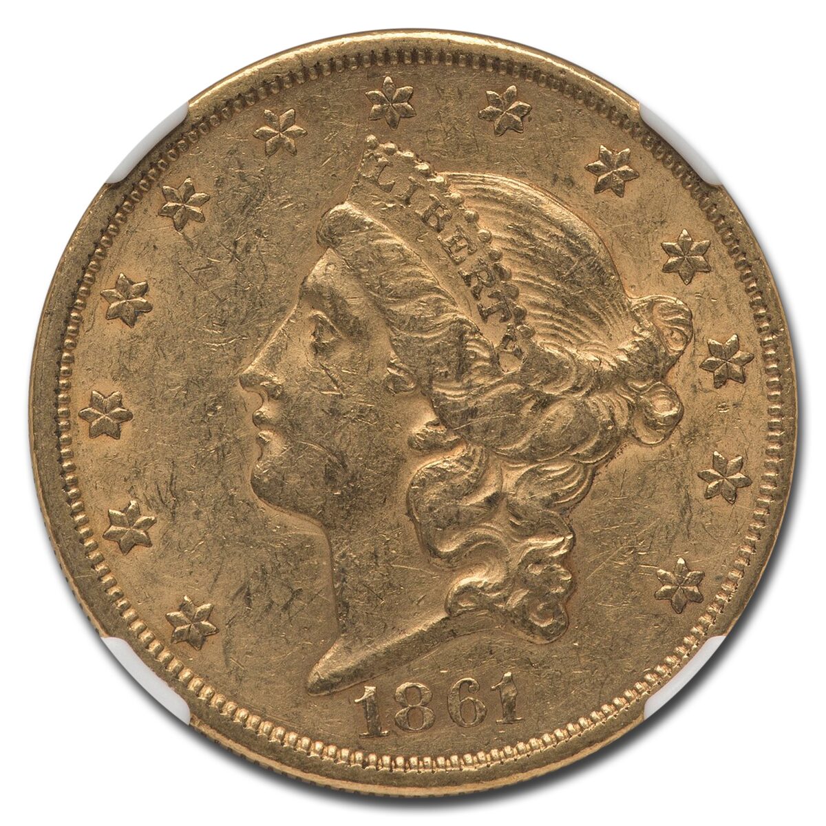 1861 $20 Liberty Gold Double Eagle AU-53 NGC