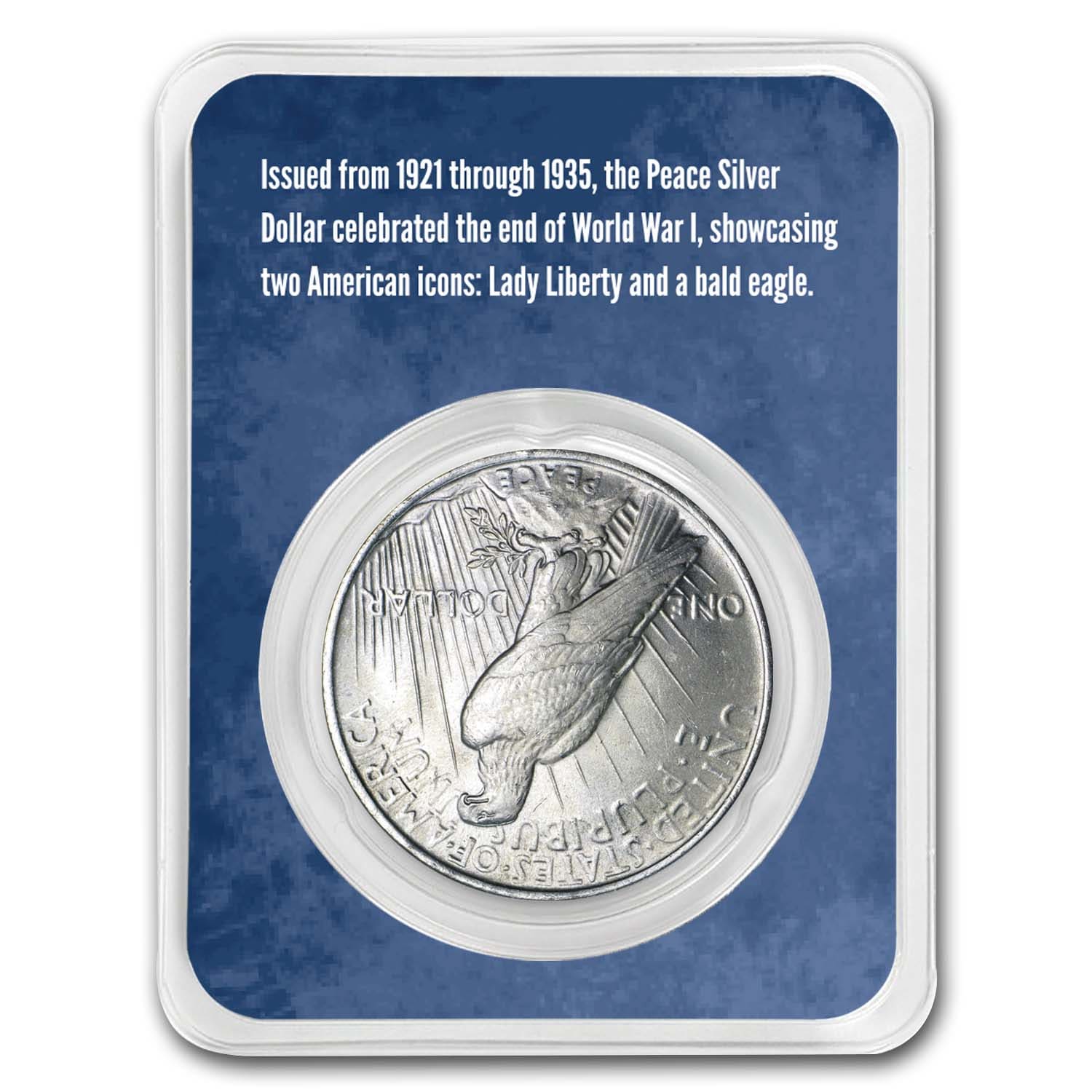 1922-1925 Peace Silver Dollar BU - w/Eagle Wings Card