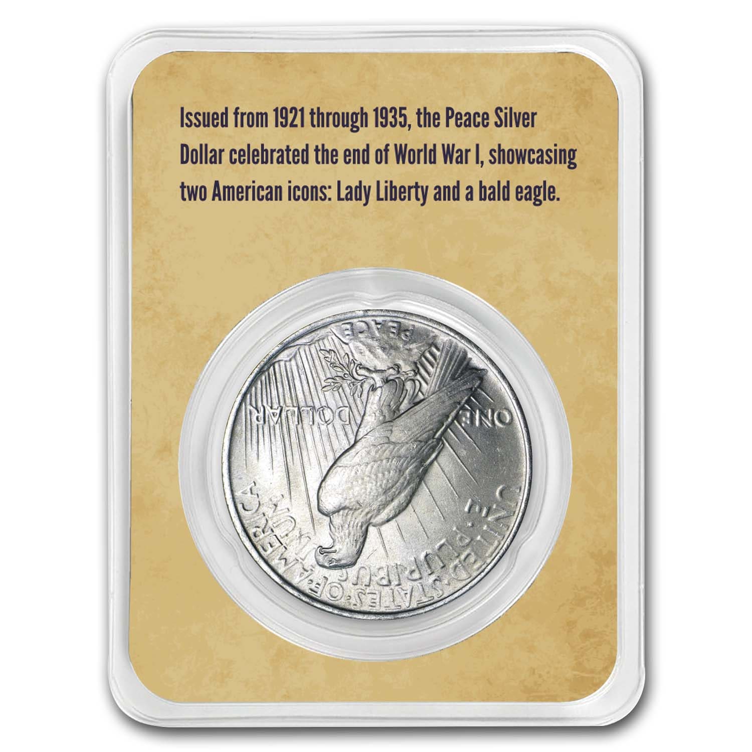 1922-1925 Peace Silver Dollar BU- w/Flag Card