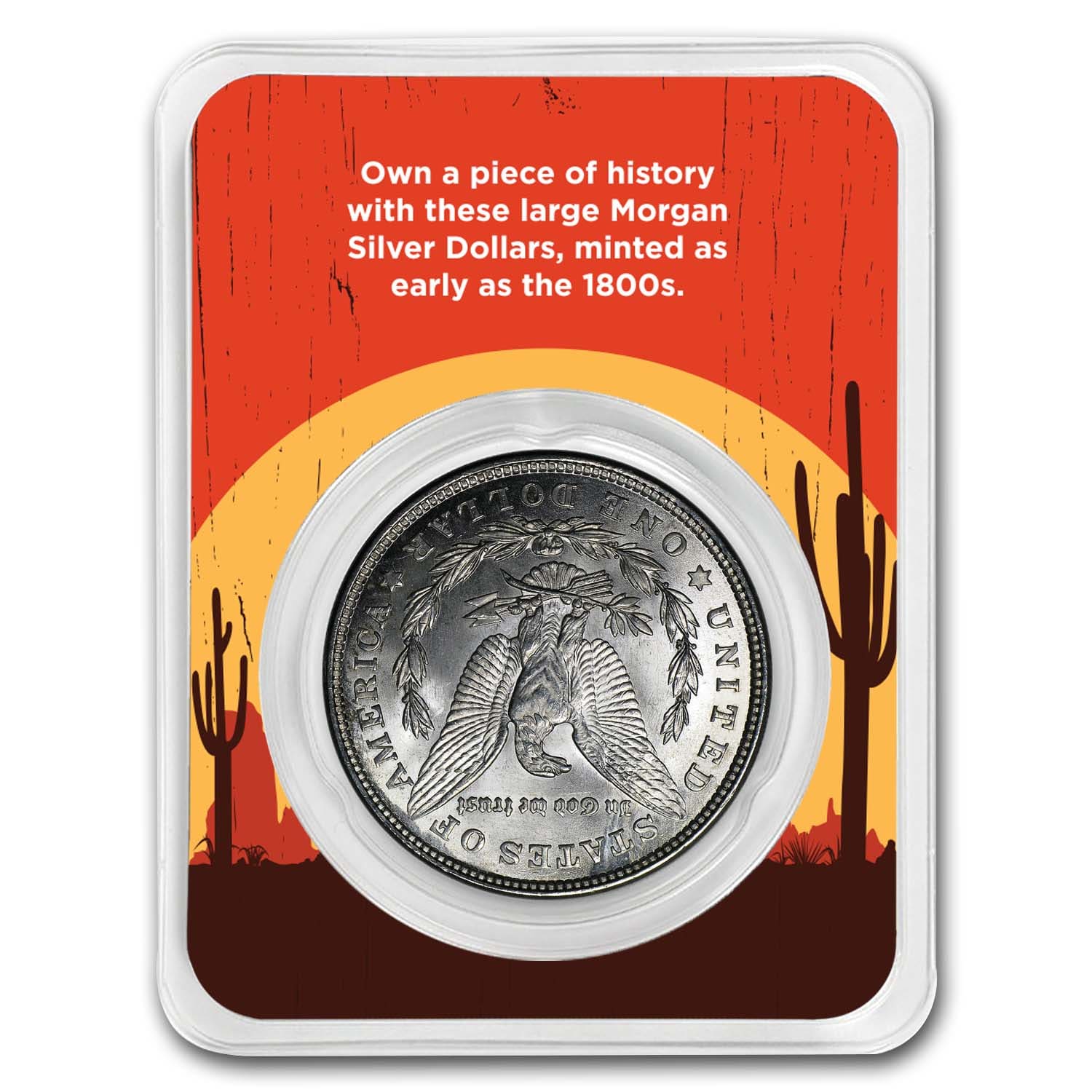 1921 Morgan Silver Dollar Sunset Rider Card BU