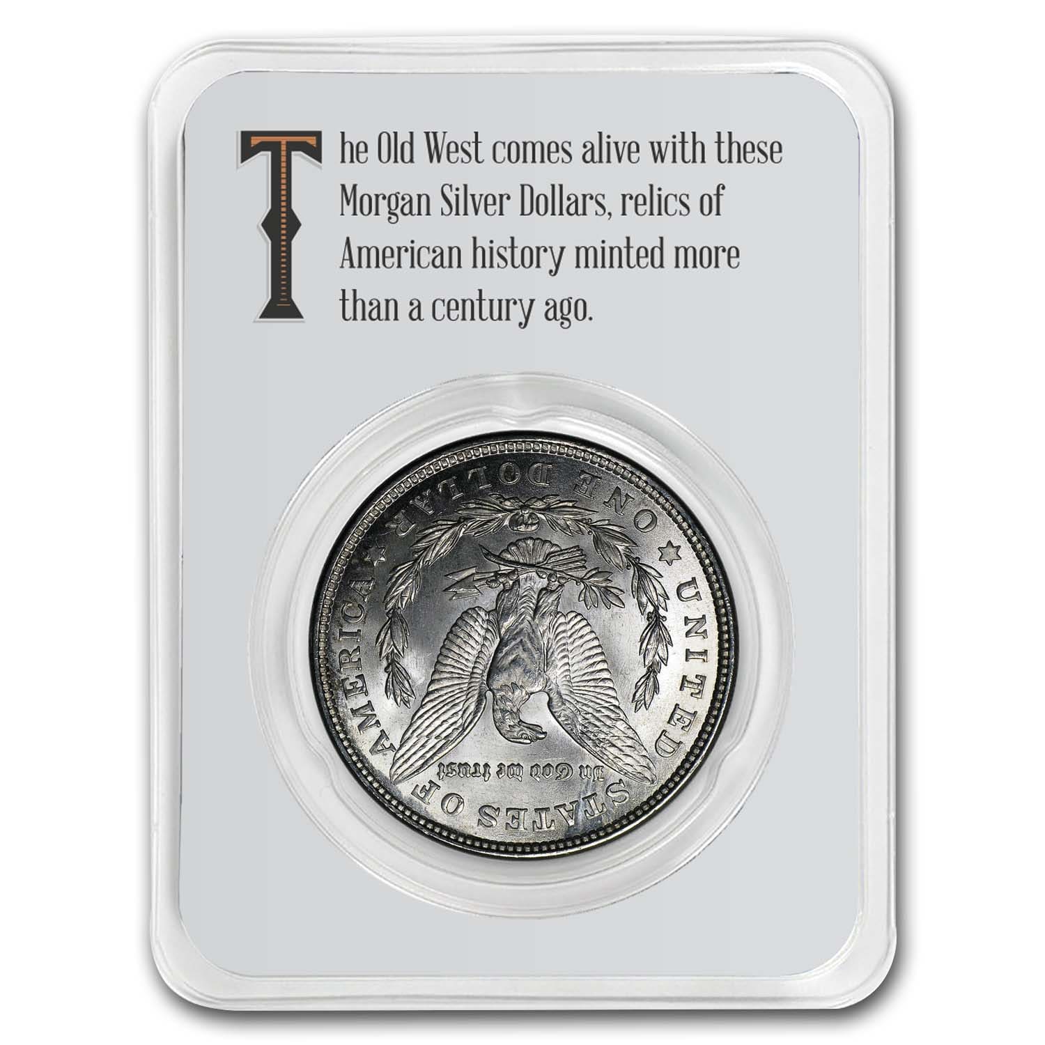 1921 Morgan Silver Dollar BU - w/Long Horn Card