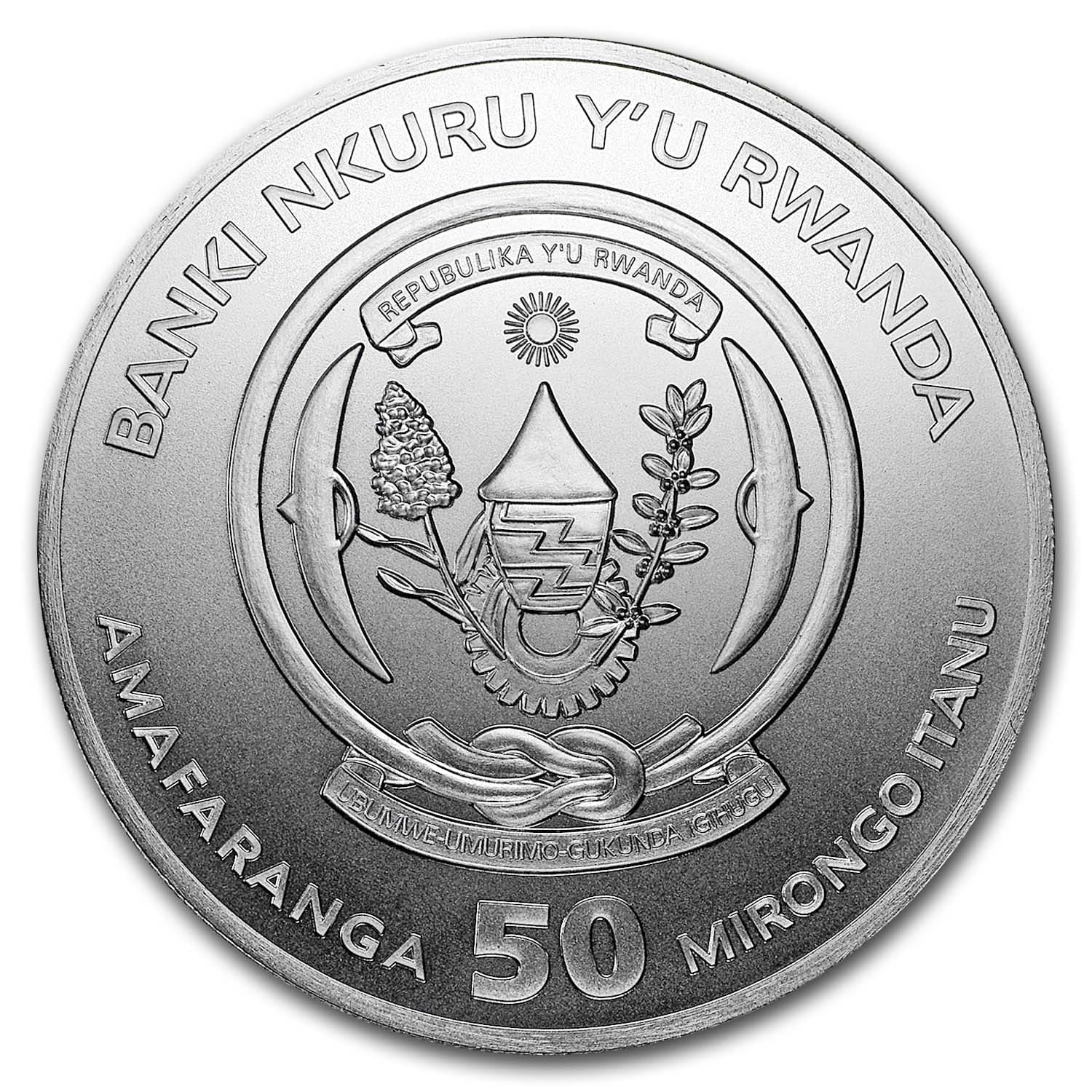 2019 Rwanda 1 oz Silver African Shoebill BU