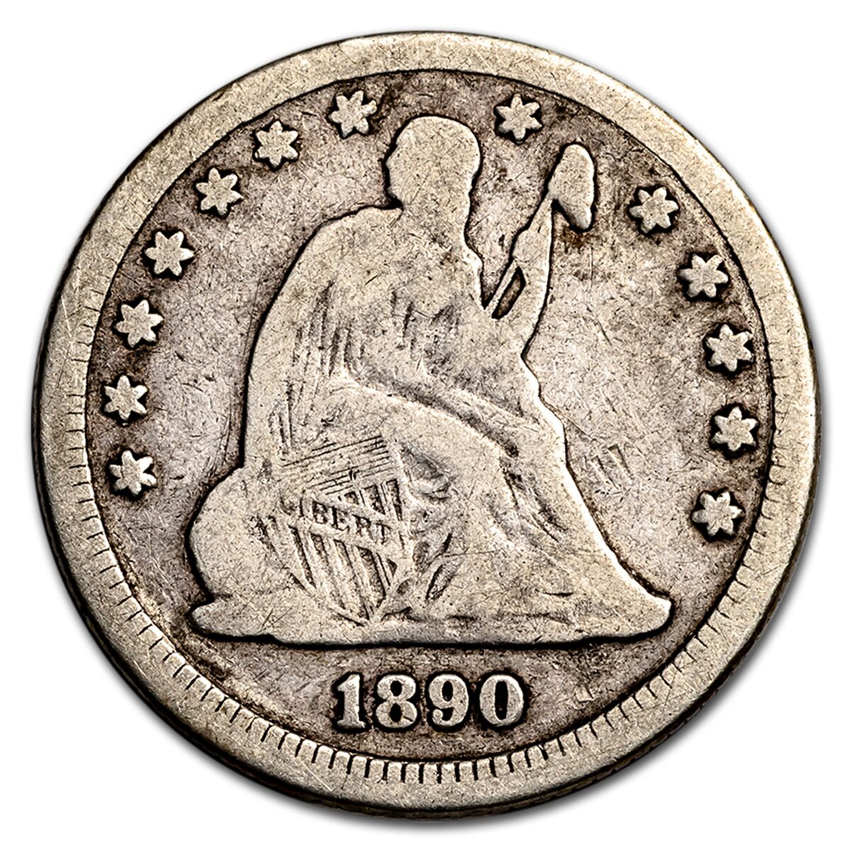 1890 Liberty Seated Quarter VG