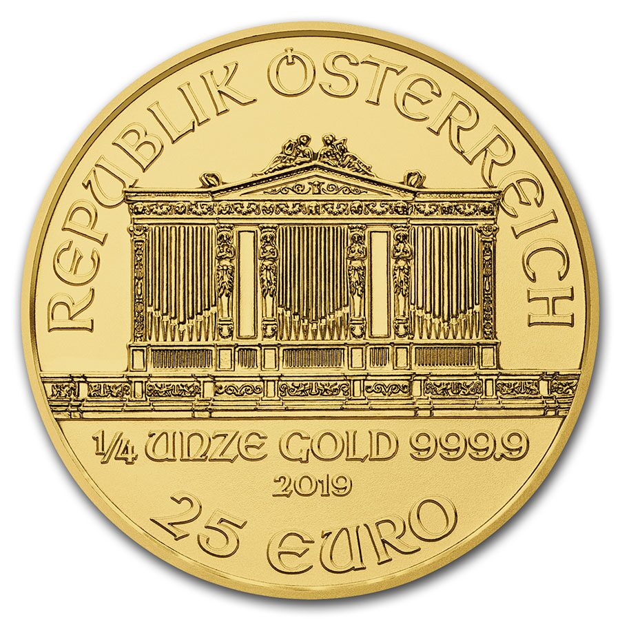 2019 Austria 1/4 oz Gold Philharmonic BU