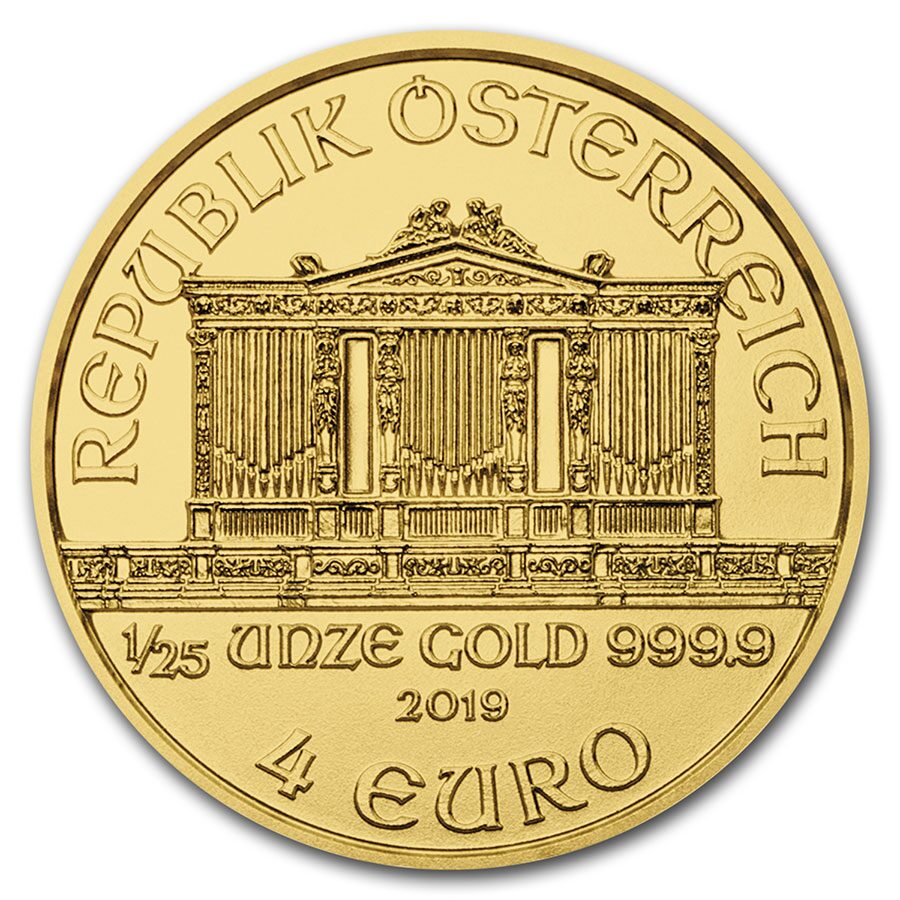 2019 Austria 1/25 oz Gold Philharmonic BU