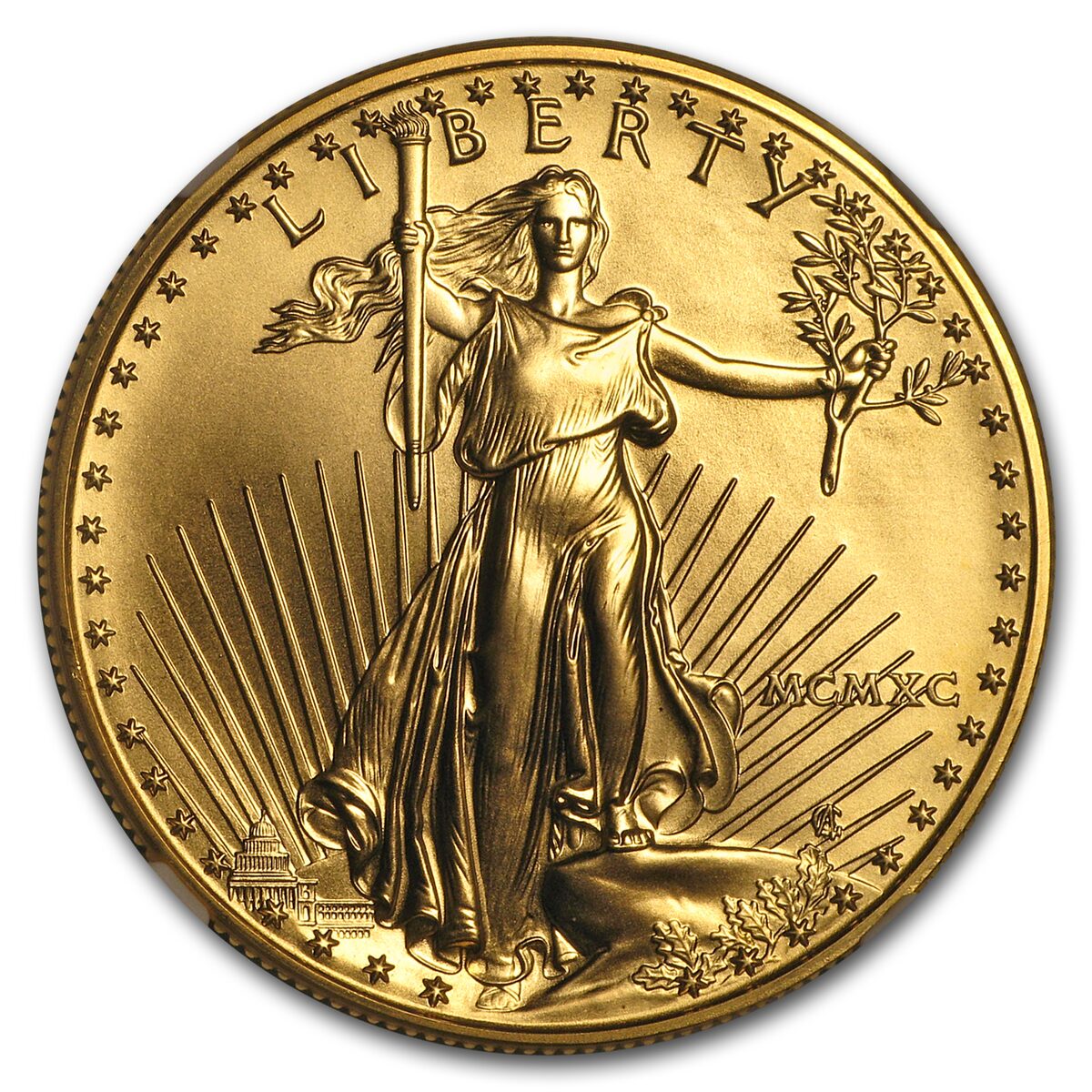 1990 1 oz American Gold Eagle MS-70 NGC