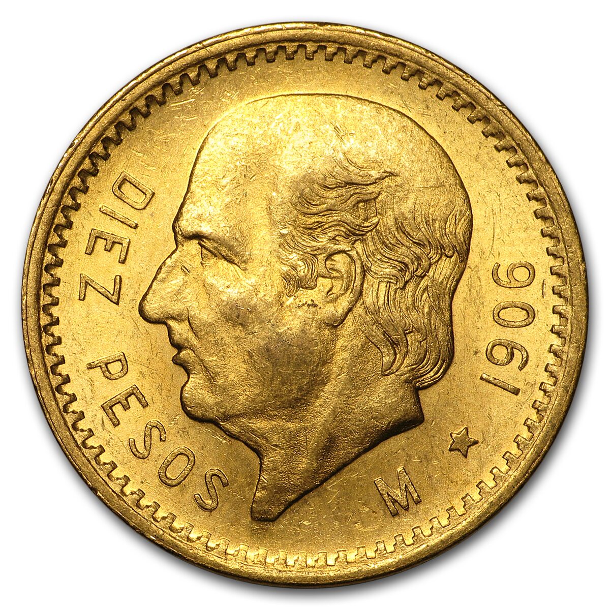1906 Mexico Gold 10 Pesos BU