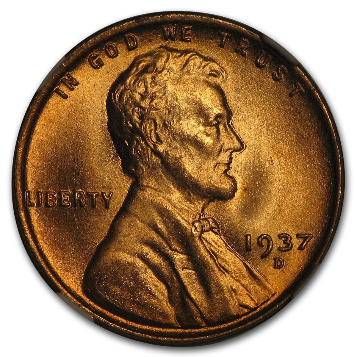 1937-D Lincoln Cent MS-67 NGC (Red)
