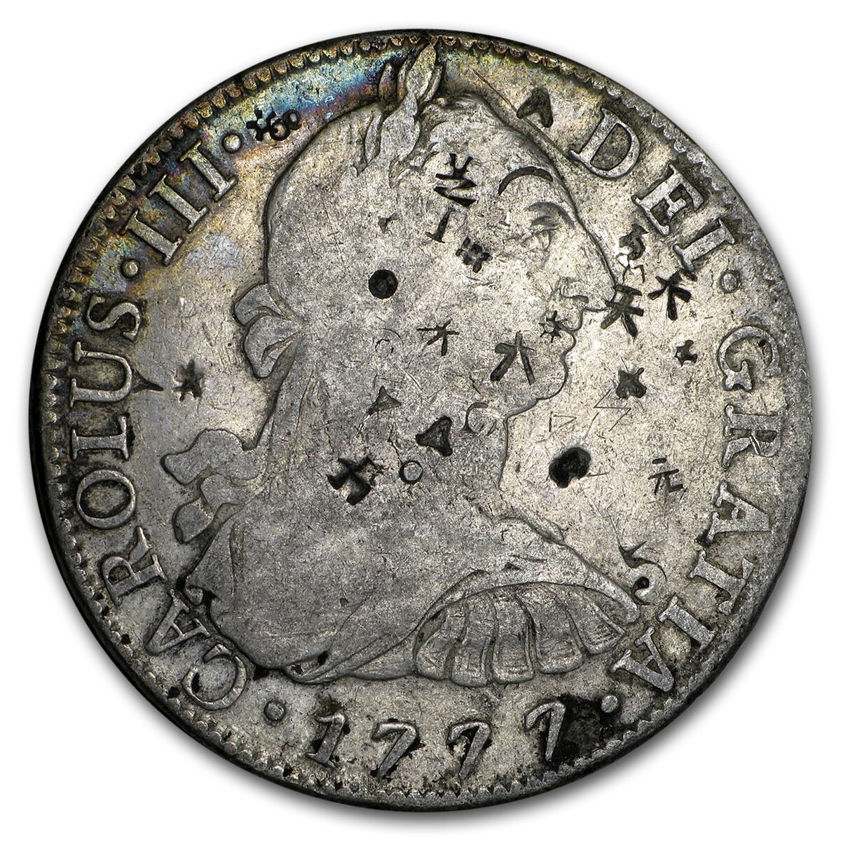 1771-1825 Spanish Empire Silver 8 Reales Bust Type (Chopmarked)