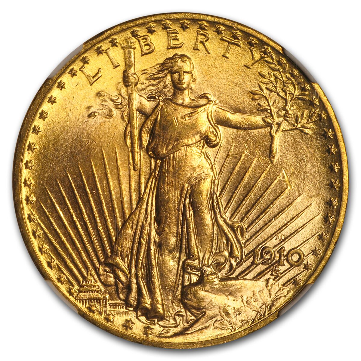 1910-D $20 St Gaudens Gold Double Eagle MS-65+ NGC