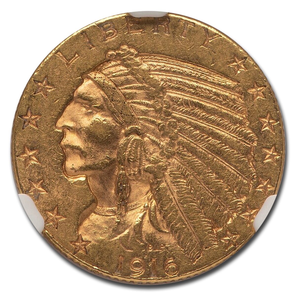 1916-S $5 Indian Gold Half Eagle AU-58 NGC