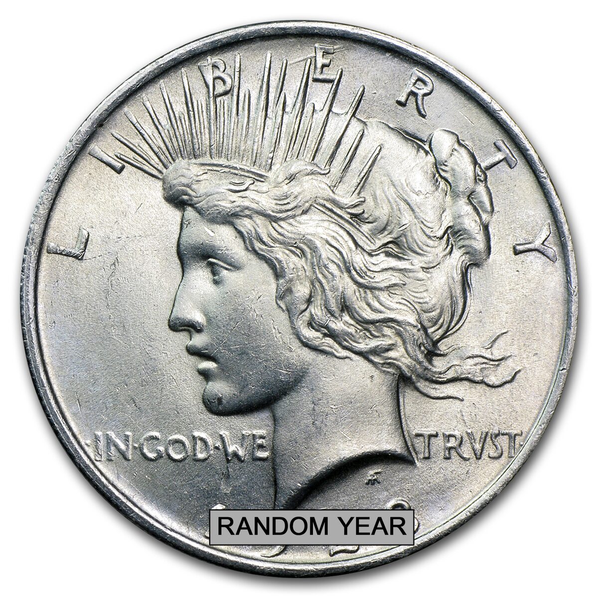 1922-1935 Peace Silver Dollar BU - w/Happy Holidays Card