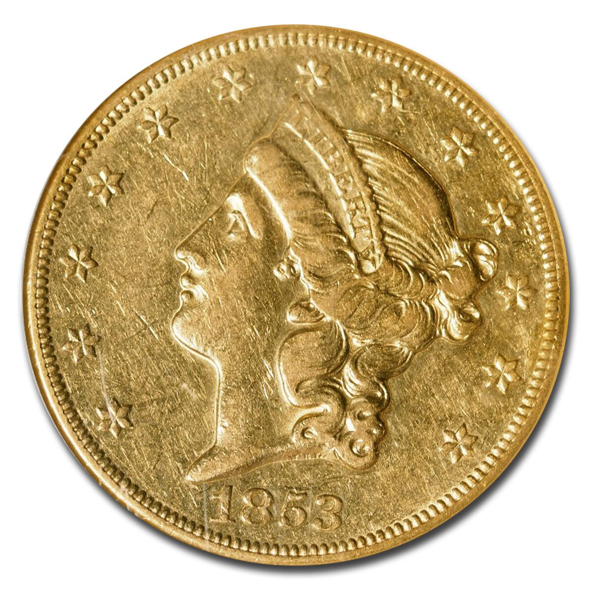 1853-O $20 Liberty Gold Double Eagle AU-50 NGC