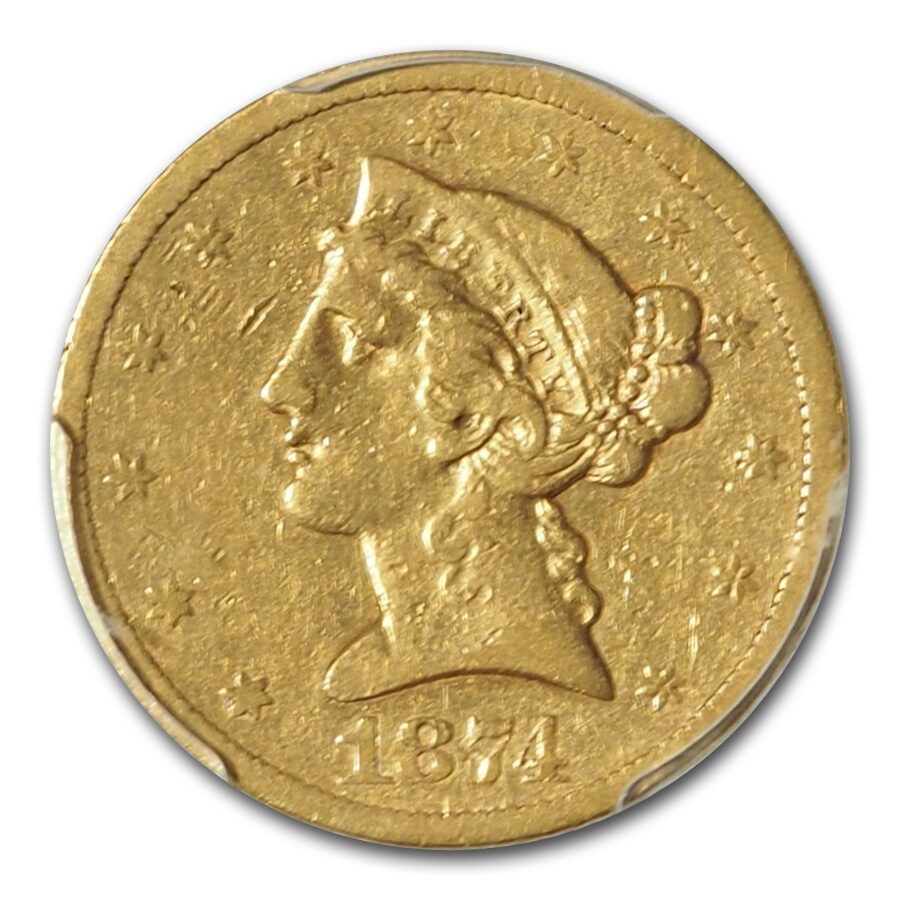 1874-S $5 Liberty Gold Half Eagle VF-25 PCGS