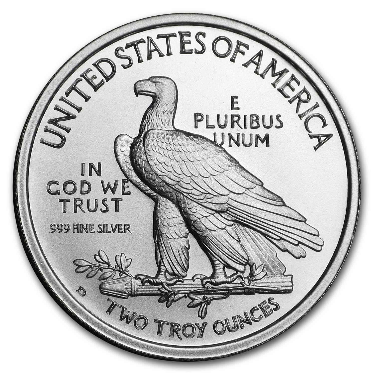2 oz Silver High Relief Round - $10 Indian