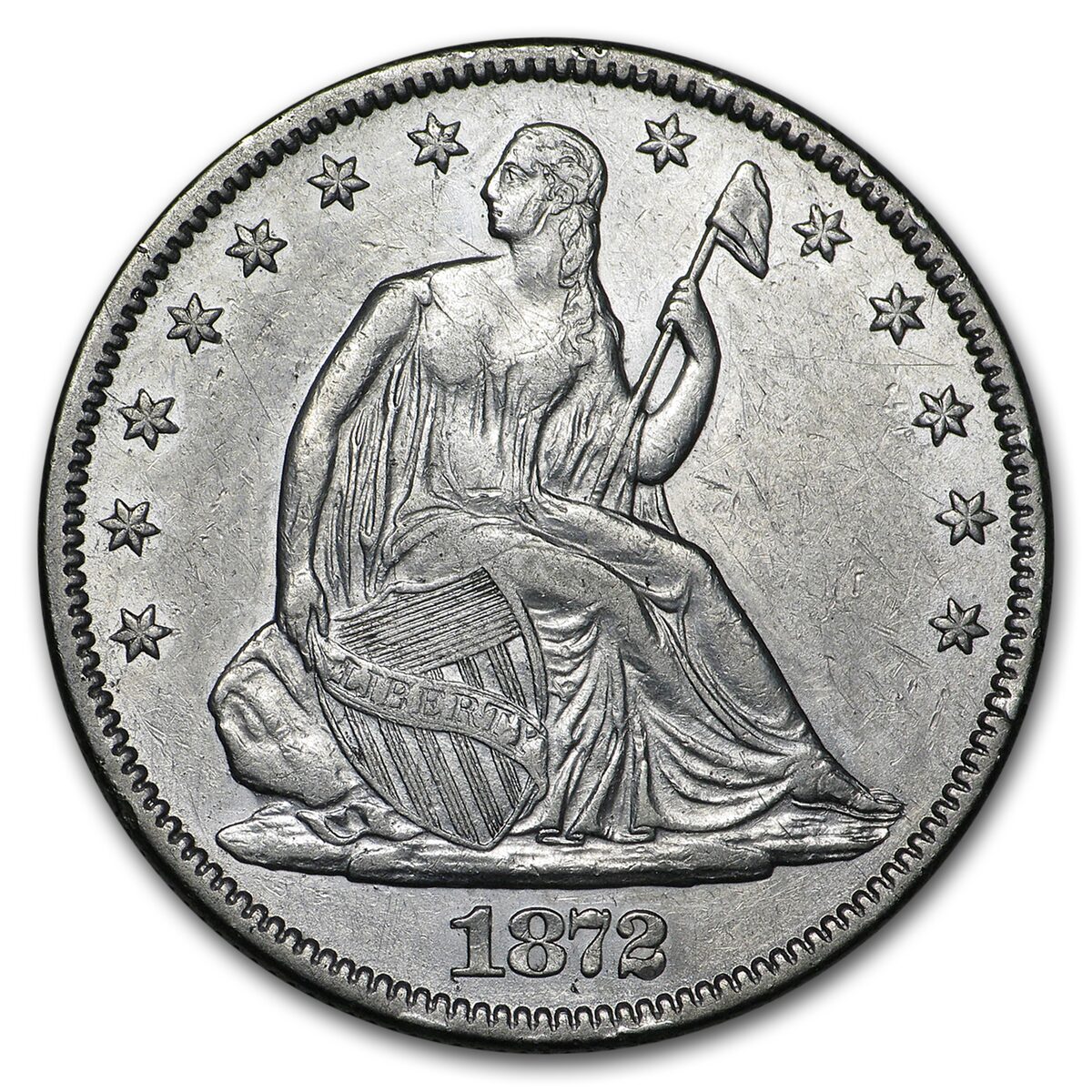 1872 Liberty Seated Half Dollar AU