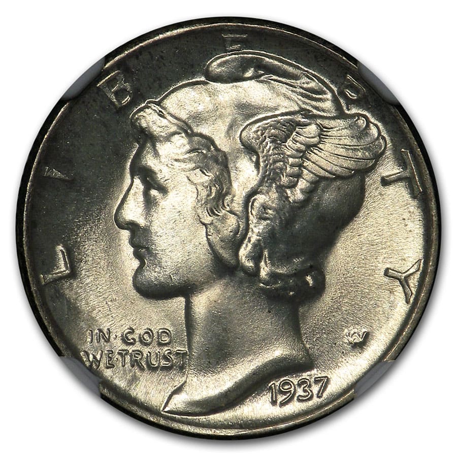 1937 Mercury Dime MS-66 NGC (FB)
