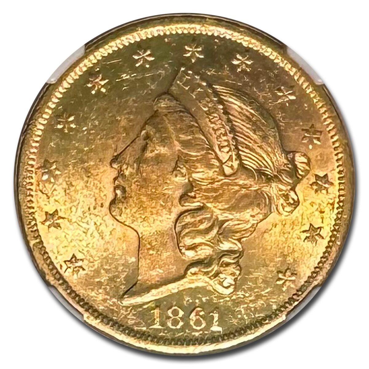 1861 $20 Liberty Gold Double Eagle MS-60 NGC