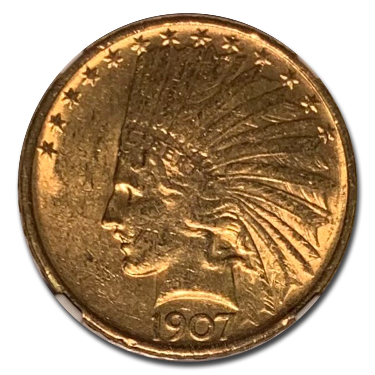 1907 $10 Indian Gold Eagle AU-58 NGC