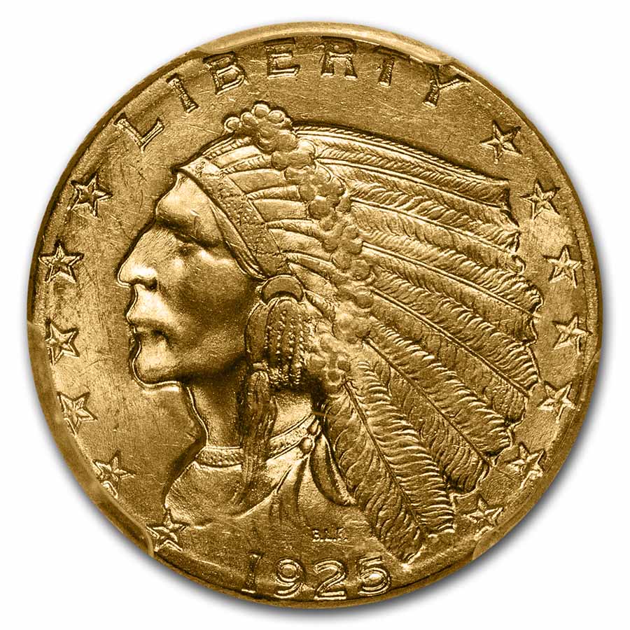 1925-D $2.50 Indian Gold Quarter Eagle MS-63 PCGS