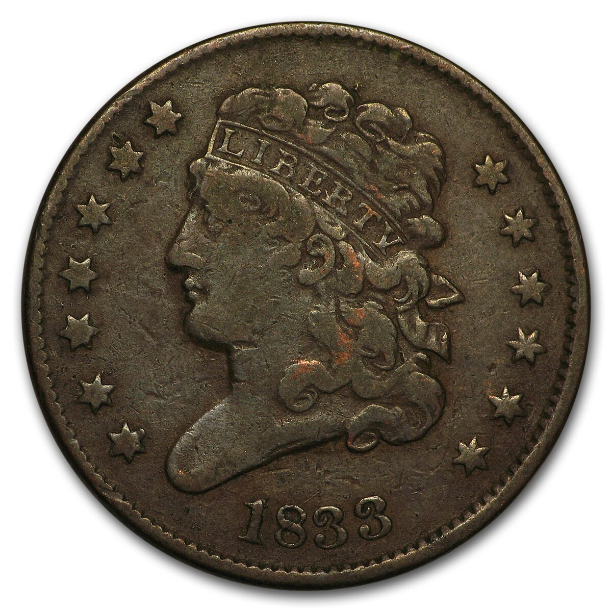 1833 Half Cent Fine