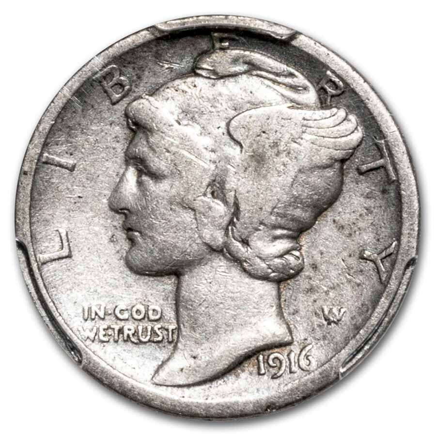 1916-D Mercury Dime Fine-12 PCGS