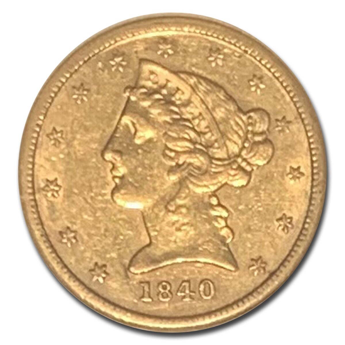 1840 $5 Liberty Gold Half Eagle AU-53 NGC