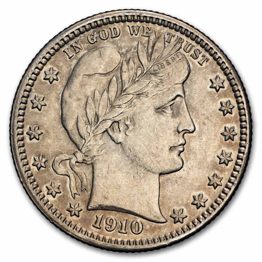 1910-D Barber Quarter AU