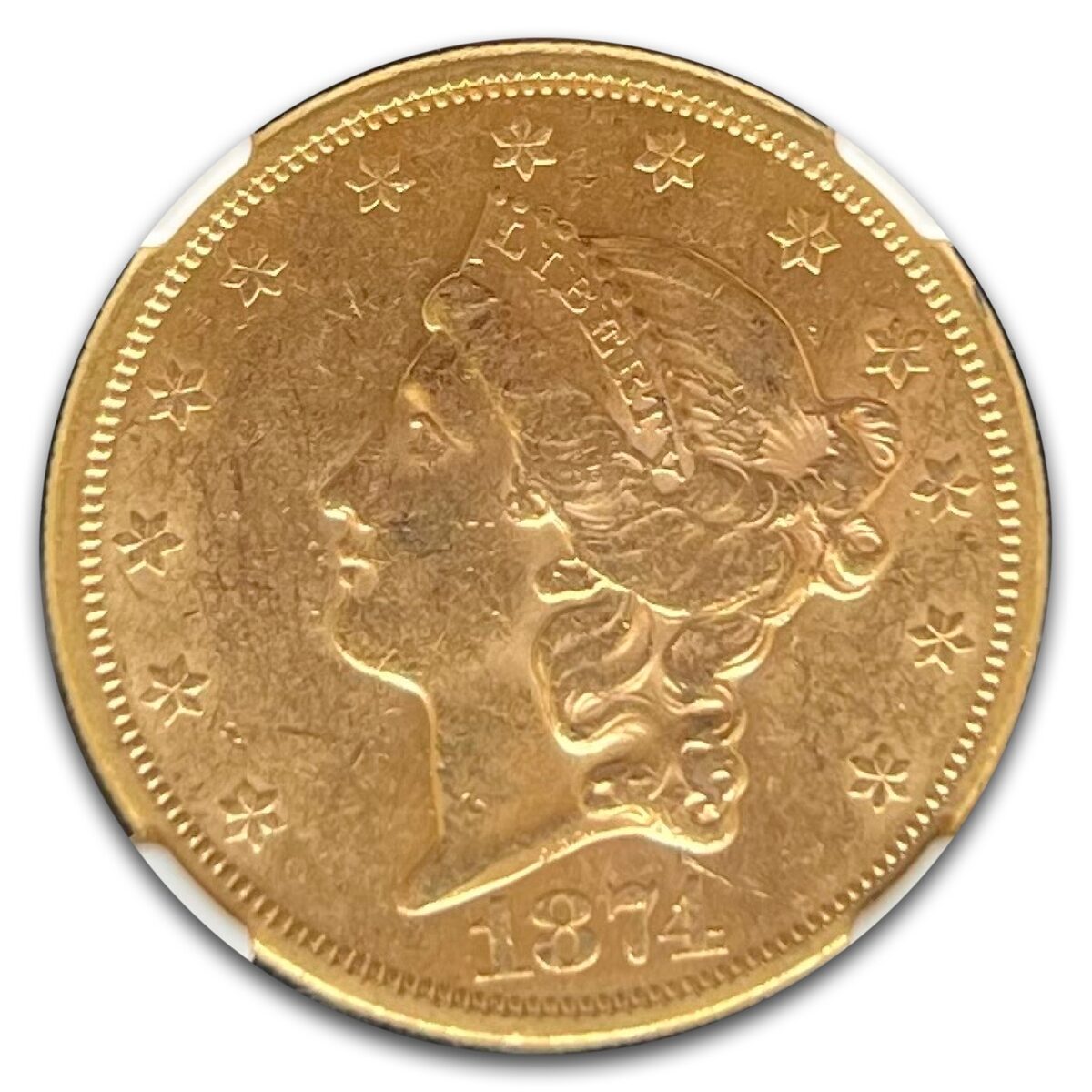 1874-S $20 Liberty Gold Double Eagle AU-55 NGC