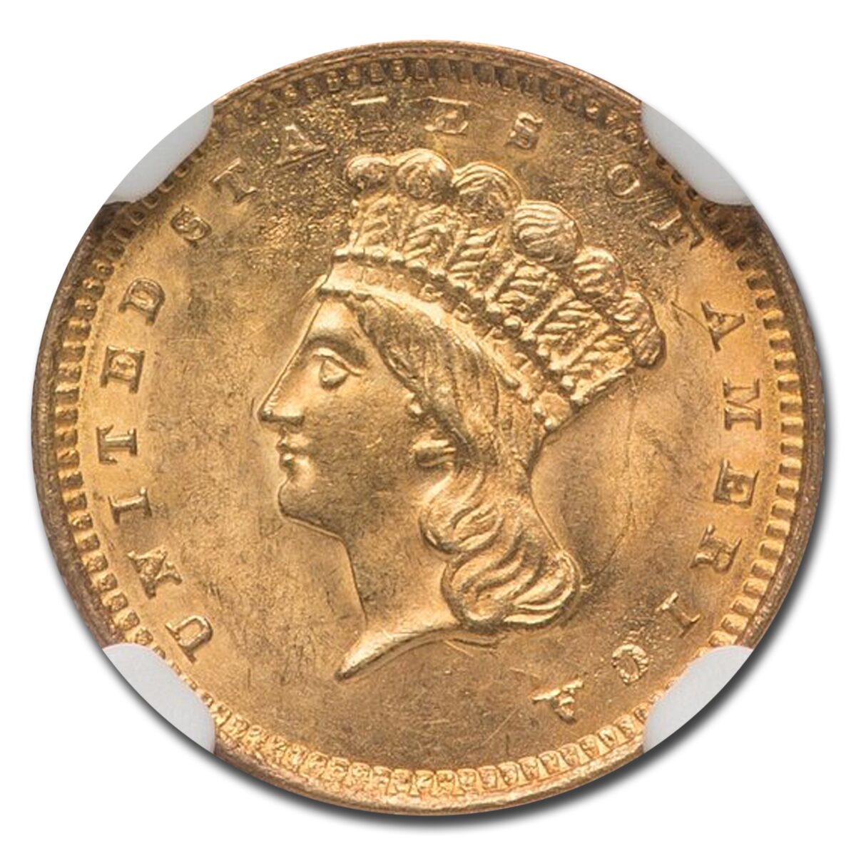 1861 $1 Indian Head Gold MS-63 NGC