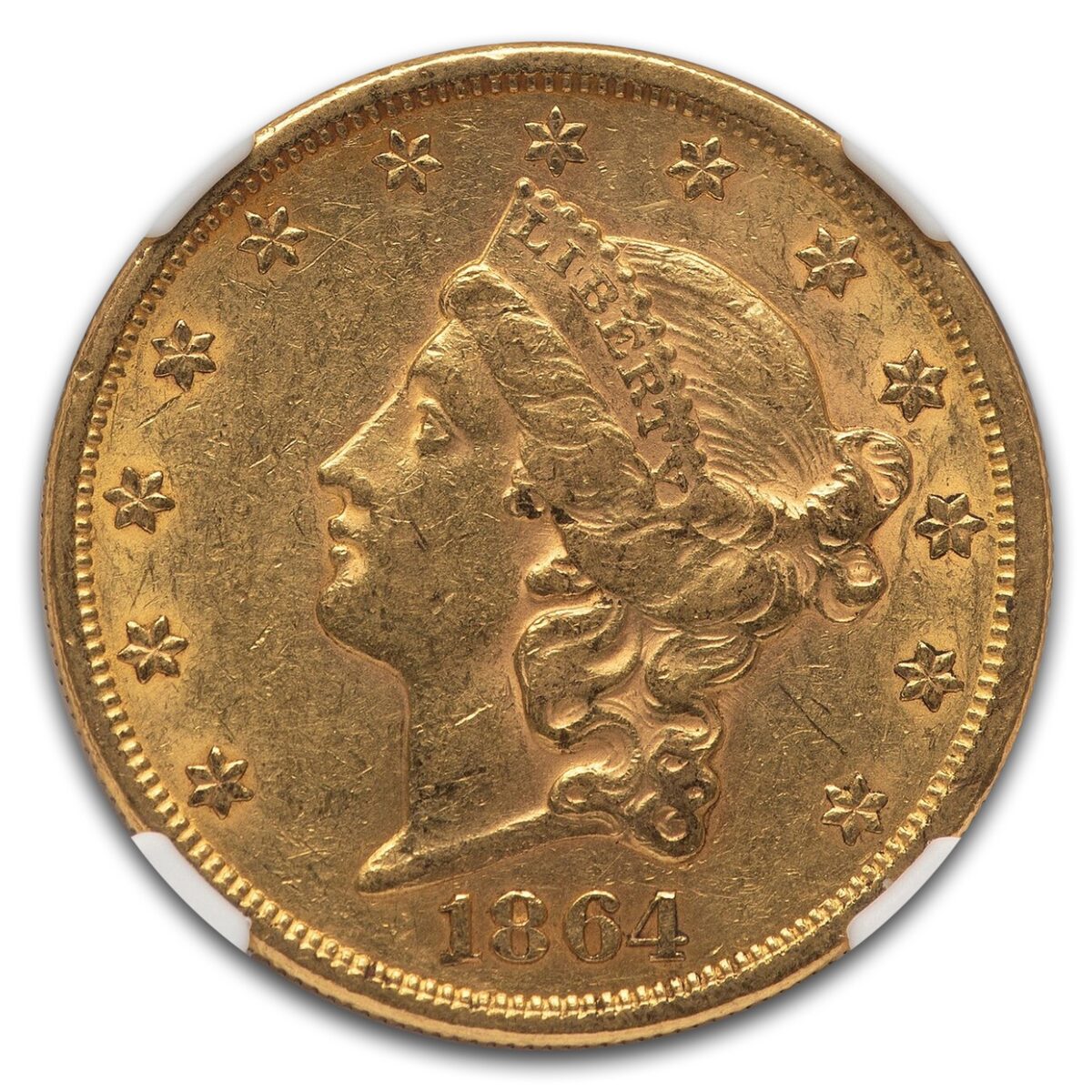 1864 $20 Liberty Gold Double Eagle AU-55 NGC