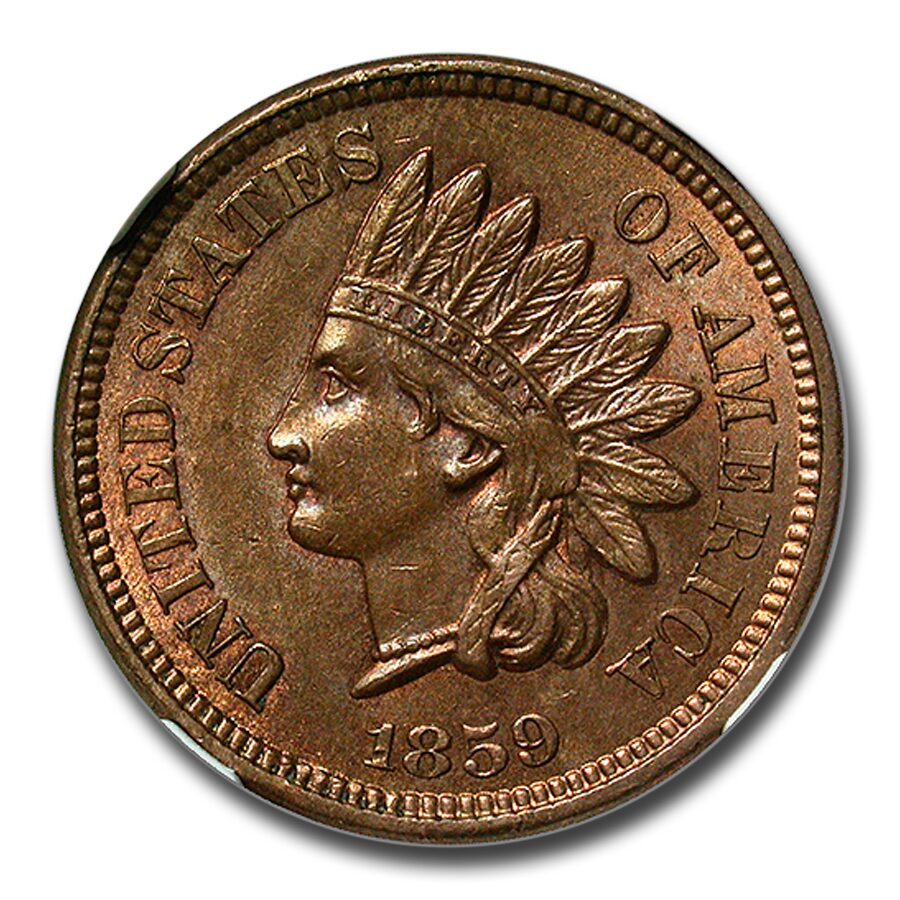 1859 Indian Head Cent MS-62 NGC