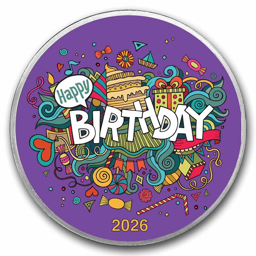 2026 1 oz Silver Colorized Round - APMEX (Birthday Celebration)
