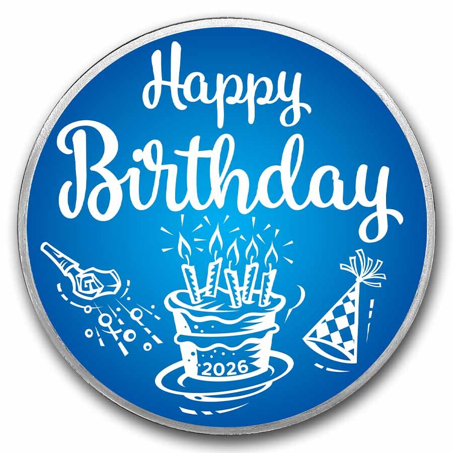 2026 1 oz Silver Colorized Round - APMEX (Blue Happy Birthday)