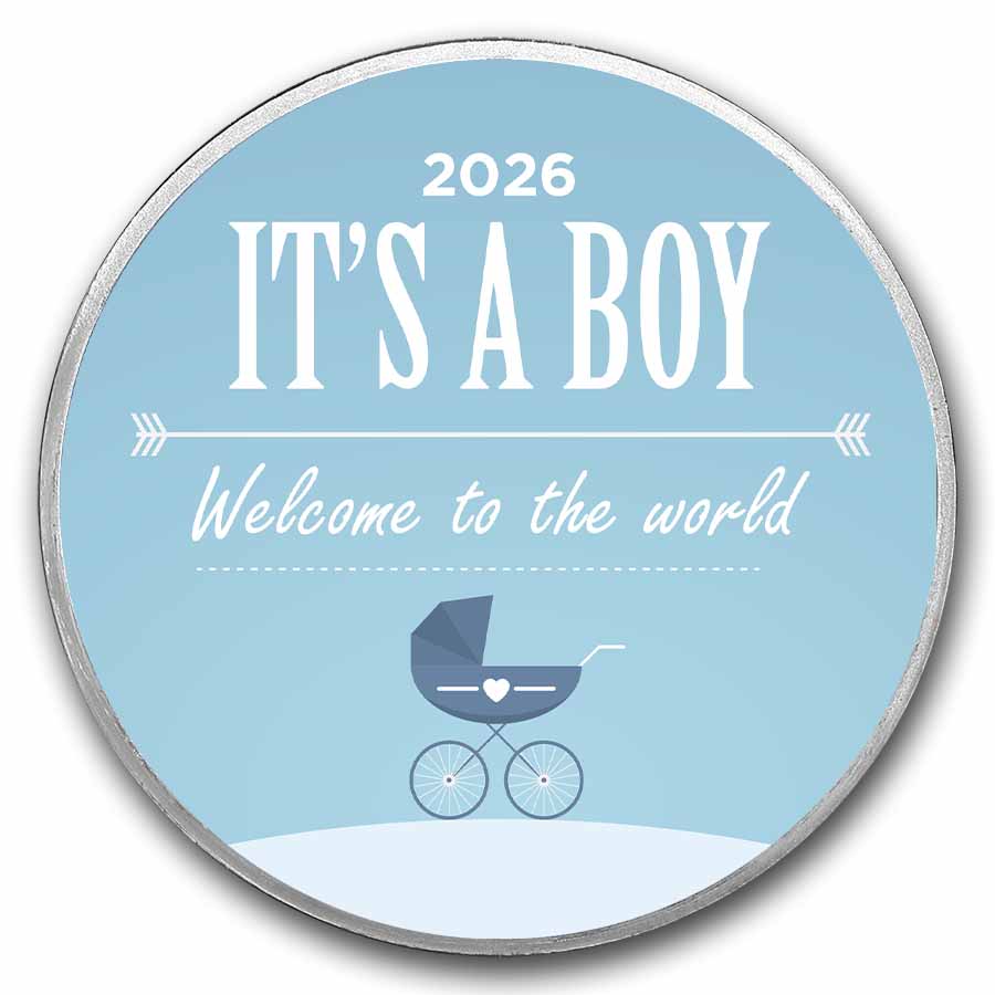 2026 1 oz Silver Colorized Round - APMEX (It's A Boy, Stroller)
