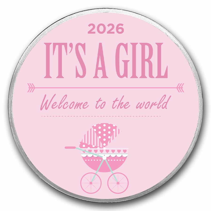 2026 1 oz Silver Colorized Round - APMEX (It's A Girl, Stroller)