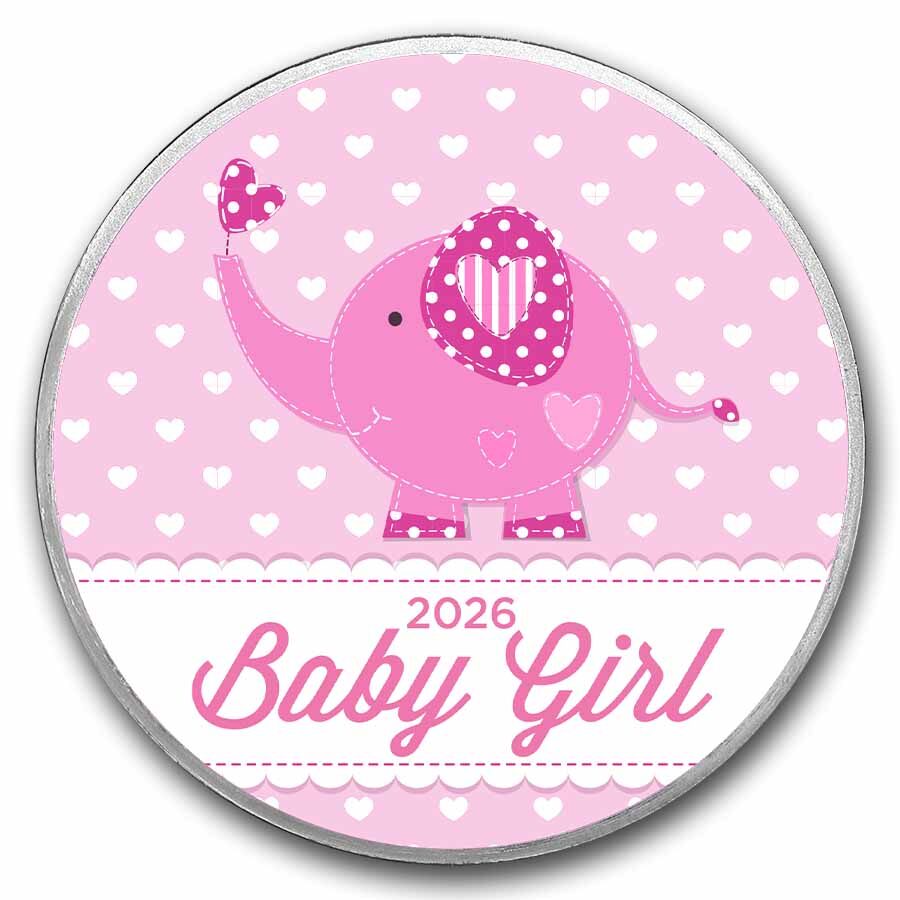 1 oz Silver Colorized Round - APMEX (2026 Baby Girl, Elephant)