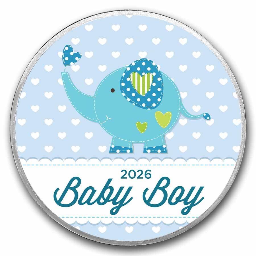 1 oz Silver Colorized Round - APMEX (2026 Baby Boy, Elephant)