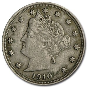 1910 Liberty Head V Nickel VF