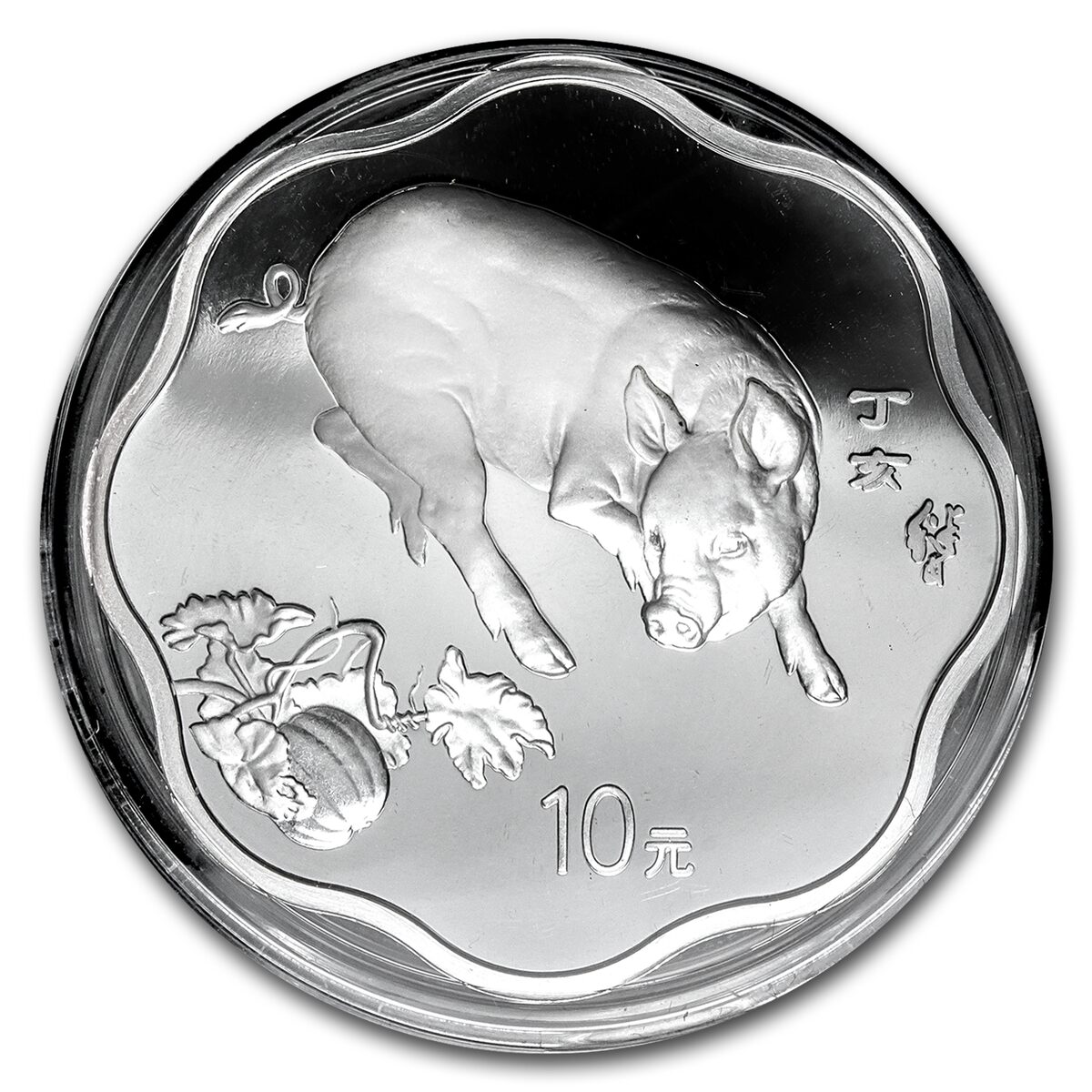 2007 China 1 oz Silver Flower Year of the Pig (w/Box & COA)