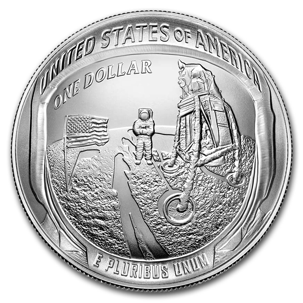 2019-P Apollo 11 50th Anniversary $1 Silver BU (Box & COA)
